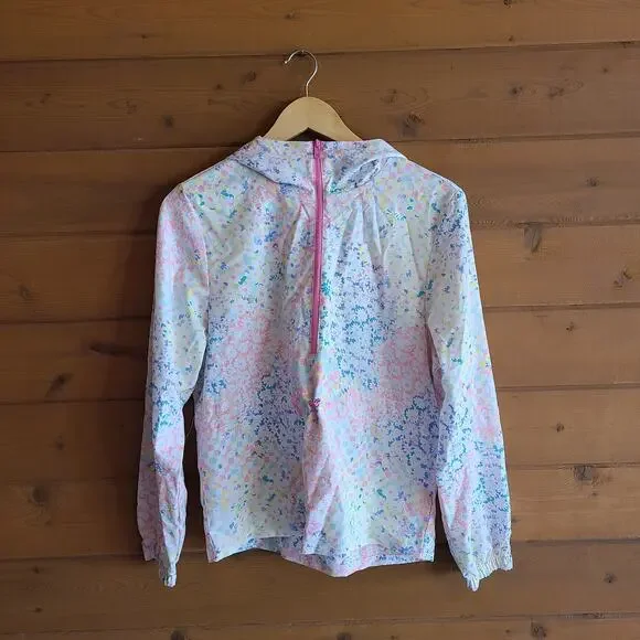 Fabletics Jacket Rosa Daisy Floral Pastel Rainbow Half Zip Hooded Athleisure Top - Picture 5 of 6